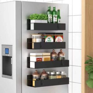 4-Pack Magnetic Spice Rack Organizer – Black